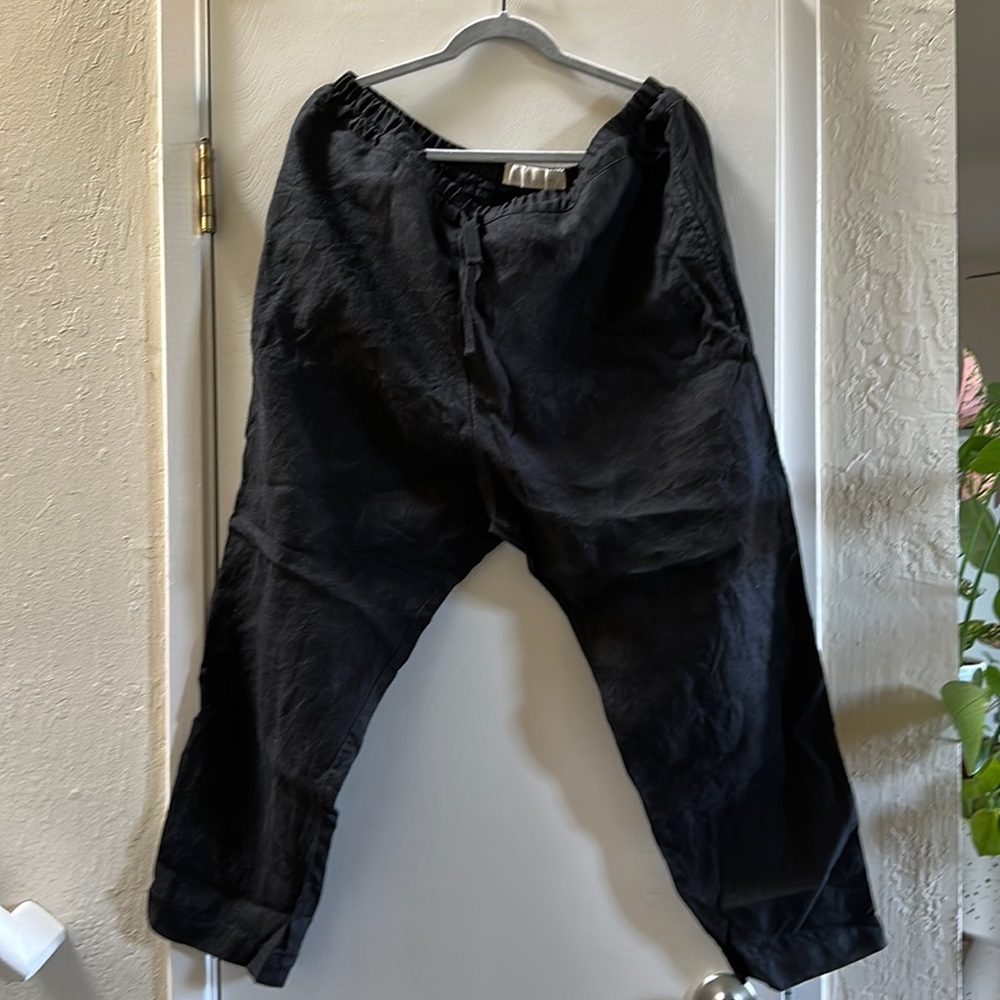 Not Perfect Linen Loose Linen Pants Black - XL